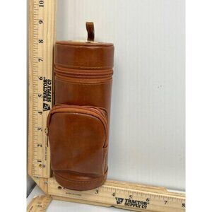 Amancy Leather Cigar Travel Humidor Case with Hygrometer Brown Zipper Pouch